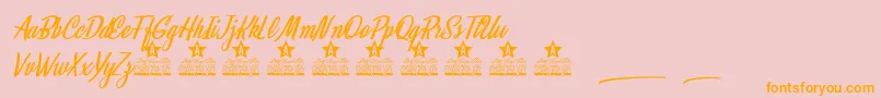 Fonte Mystical Eyes Personal Use – fontes laranjas em um fundo rosa