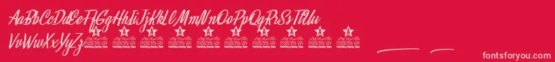 Mystical Eyes Personal Use Font – Pink Fonts on Red Background