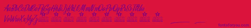 Mystical Eyes Personal Use-Schriftart – Violette Schriften auf rotem Hintergrund