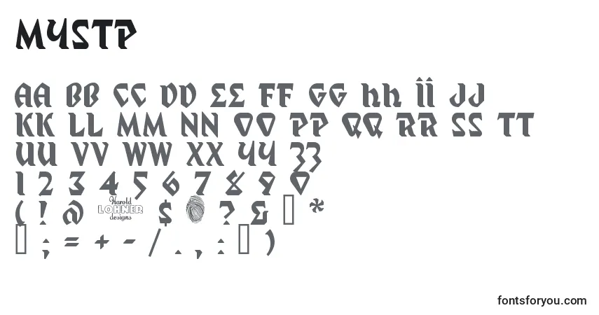 A fonte MYSTP    (135198) – alfabeto, números, caracteres especiais