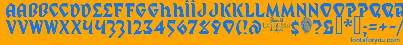 フォントMYSTP    – オレンジの背景に青い文字