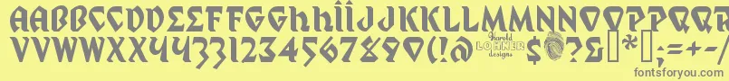 フォントMYSTP    – 黄色の背景に灰色の文字