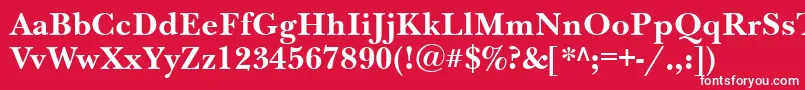 NewbaskervillebttBold-fontti – valkoiset fontit punaisella taustalla