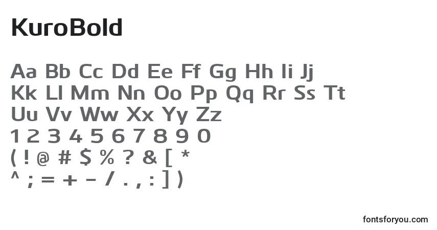 Schriftart KuroBold – Alphabet, Zahlen, spezielle Symbole