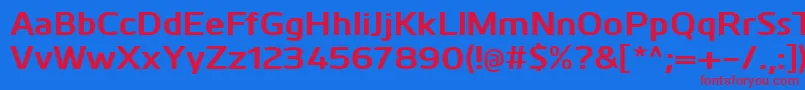 KuroBold-Schriftart – Rote Schriften auf blauem Hintergrund