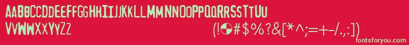 Fonte MythBusters – fontes verdes em um fundo vermelho