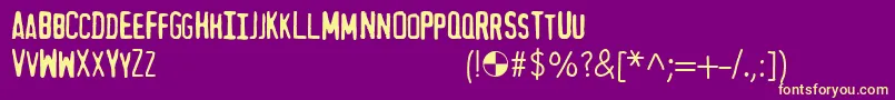 MythBusters-fontti – keltaiset fontit violetilla taustalla