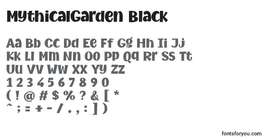 Schriftart MythicalGarden Black (135202) – Alphabet, Zahlen, spezielle Symbole