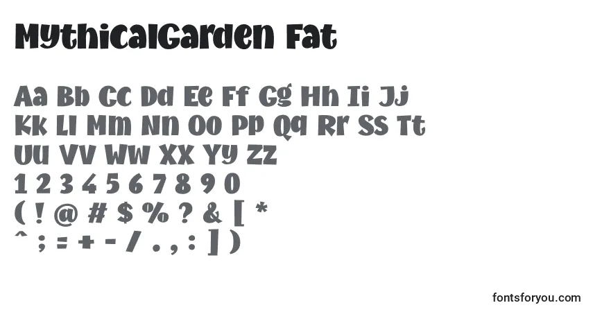 Schriftart MythicalGarden Fat – Alphabet, Zahlen, spezielle Symbole