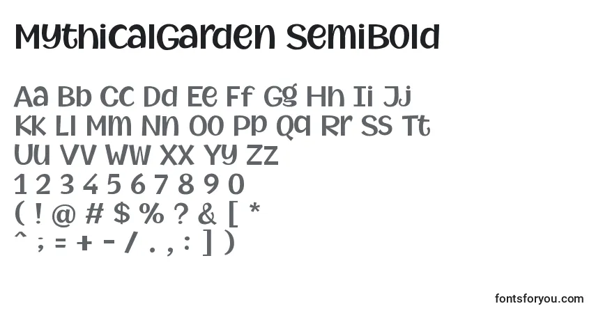 Schriftart MythicalGarden SemiBold (135210) – Alphabet, Zahlen, spezielle Symbole