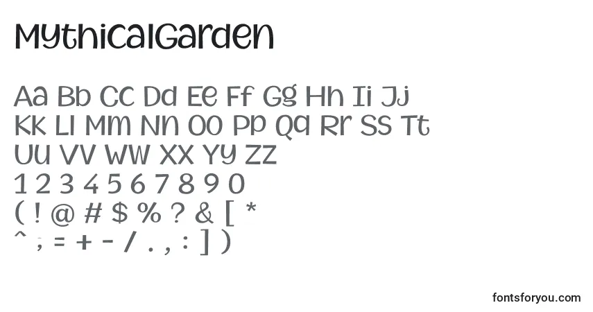 Czcionka MythicalGarden – alfabet, cyfry, specjalne znaki