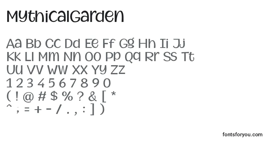 A fonte MythicalGarden (135214) – alfabeto, números, caracteres especiais