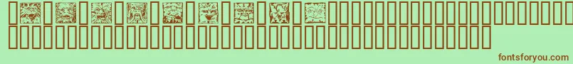 Fonte MYTHS    – fontes marrons em um fundo verde