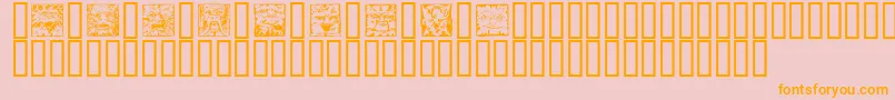 MYTHS   -Schriftart – Orangefarbene Schriften auf rosa Hintergrund