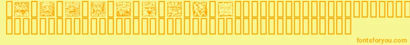 MYTHS   -Schriftart – Orangefarbene Schriften auf gelbem Hintergrund