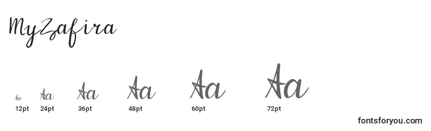 MyZafira Font Sizes