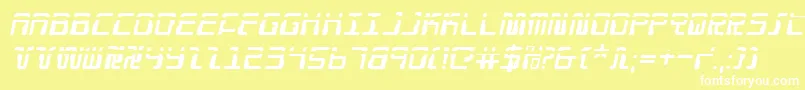 フォントDroidLoverLaserItalic – 黄色い背景に白い文字