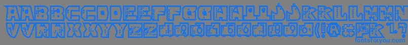 フォントmР’kano1 – 灰色の背景に青い文字