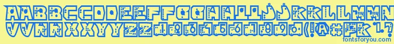 mР’kano1 Font – Blue Fonts on Yellow Background