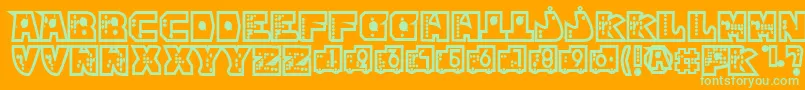 mР’kano1 Font – Green Fonts on Orange Background