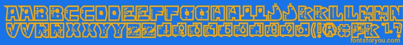 mР’kano1 Font – Orange Fonts on Blue Background