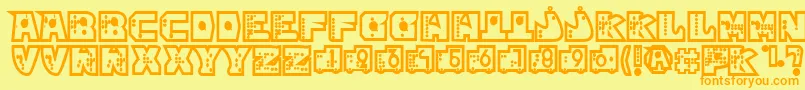 mР’kano1-Schriftart – Orangefarbene Schriften auf gelbem Hintergrund