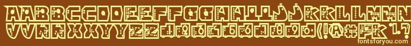 mР’kano1-Schriftart – Gelbe Schriften auf braunem Hintergrund