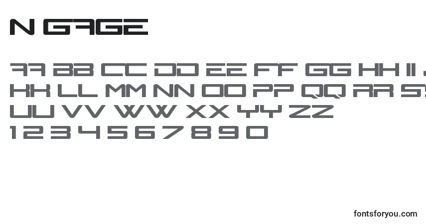 Schriftart N Gage – Alphabet, Zahlen, spezielle Symbole