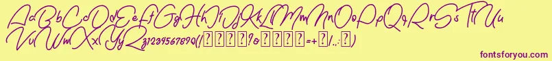 Nachel Victoria free Font – Purple Fonts on Yellow Background