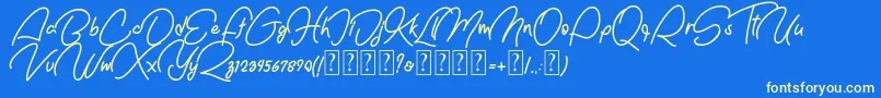 Nachel Victoria free-Schriftart – Gelbe Schriften auf blauem Hintergrund