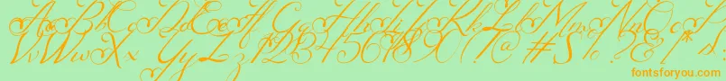 Nachelle-Schriftart – Orangefarbene Schriften auf grünem Hintergrund