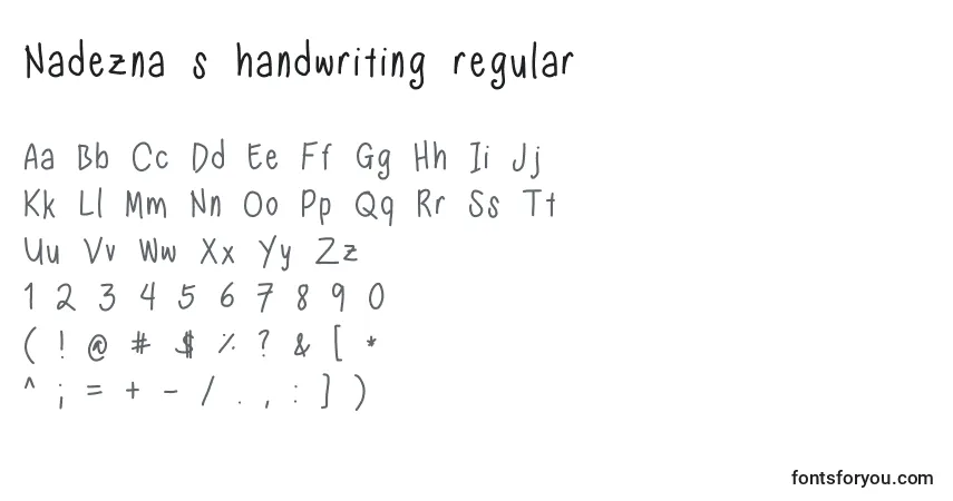 Schriftart Nadezna s handwriting regular – Alphabet, Zahlen, spezielle Symbole