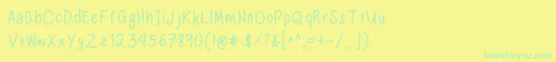 フォントNadezna s handwriting regular – 黄色い背景に緑の文字