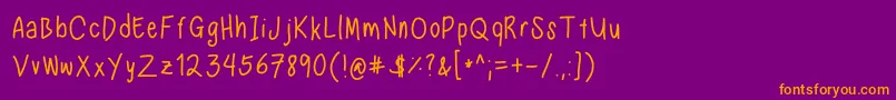Nadezna s handwriting regular Font – Orange Fonts on Purple Background