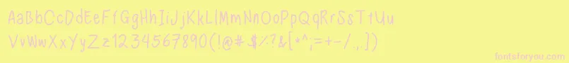 フォントNadezna s handwriting regular – ピンクのフォント、黄色の背景