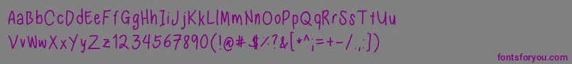 フォントNadezna s handwriting regular – 紫色のフォント、灰色の背景