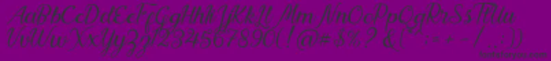 Nadhine Script Free Demo-fontti – mustat fontit violetilla taustalla