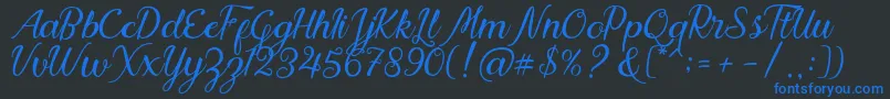 Nadhine Script Free Demo Font – Blue Fonts on Black Background