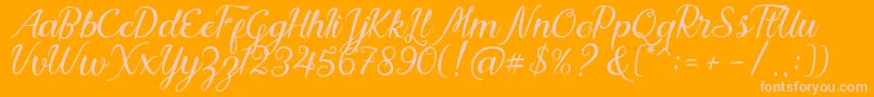 Nadhine Script Free Demo Font – Pink Fonts on Orange Background
