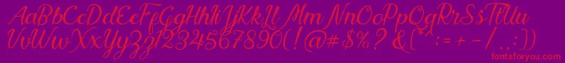 Nadhine Script Free Demo Font – Red Fonts on Purple Background