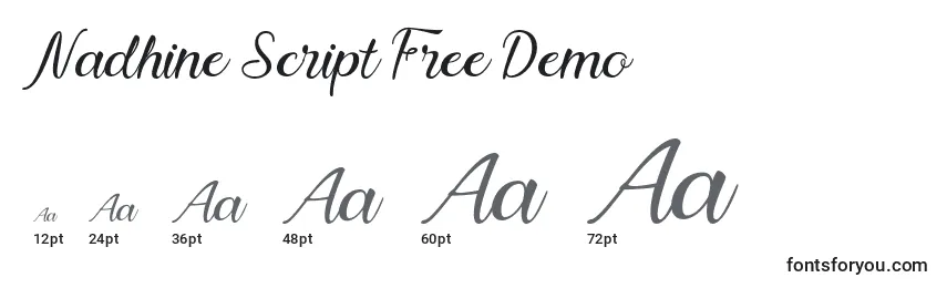 Rozmiary czcionki Nadhine Script Free Demo