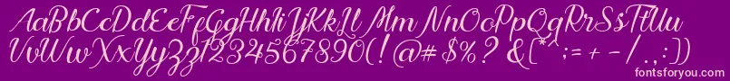 Nadhine Script Free Demo Font – Pink Fonts on Purple Background