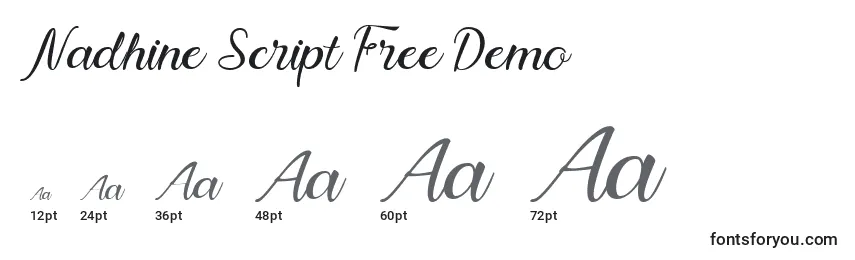Размеры шрифта Nadhine Script Free Demo (135229)