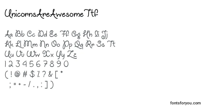 Schriftart UnicornsAreAwesomeTtf – Alphabet, Zahlen, spezielle Symbole