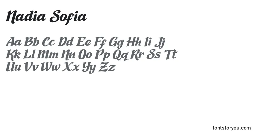 Schriftart Nadia Sofia – Alphabet, Zahlen, spezielle Symbole
