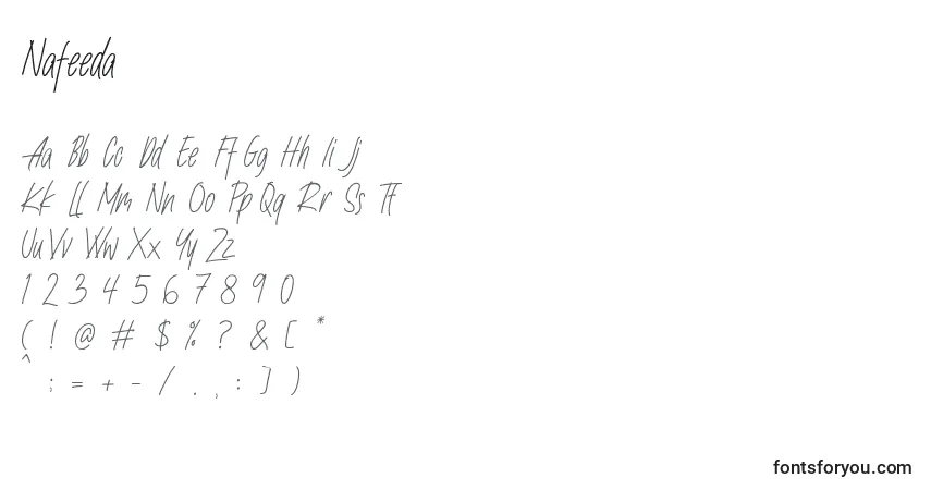 Шрифт Nafeeda – алфавит, цифры, специальные символы