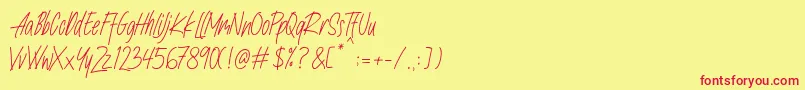 フォントNafeeda – 赤い文字の黄色い背景