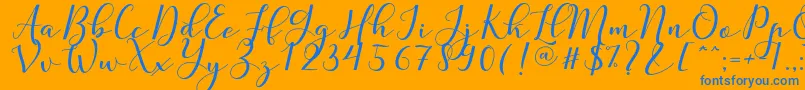 Nafigat Script-Schriftart – Blaue Schriften auf orangefarbenem Hintergrund