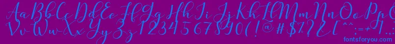 Nafigat Script-fontti – siniset fontit violetilla taustalla