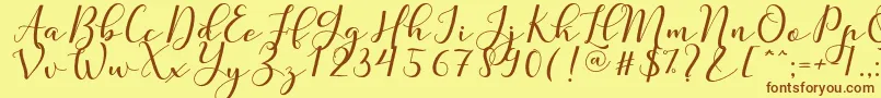 Fonte Nafigat Script – fontes marrons em um fundo amarelo